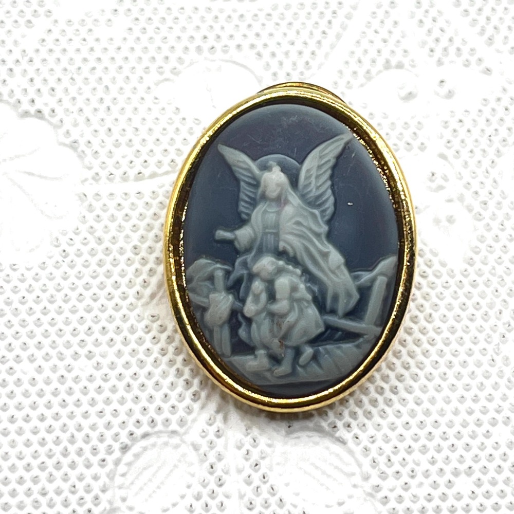 Vintage Dainty Guardian Angel Oval Cameo Scatter Pin | Comes w/ Organza Gift Bag